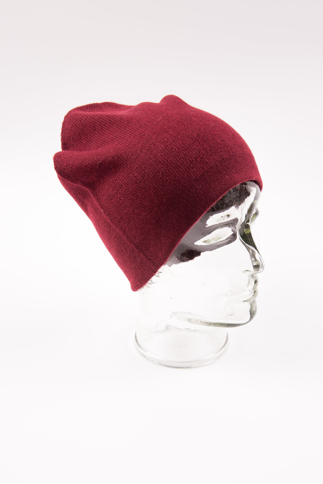 Cappello in cashmere berretto liscio rosso scuro