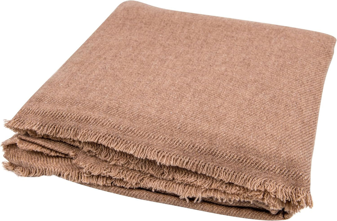 Coperta in cashmere marrone tinta unita