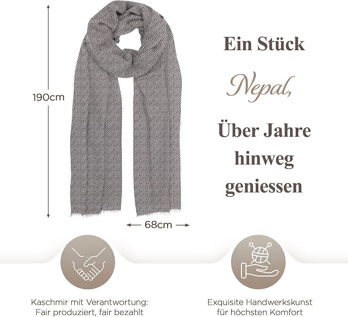 Sciarpa in cashmere grigio scuro con fantasia a quadri