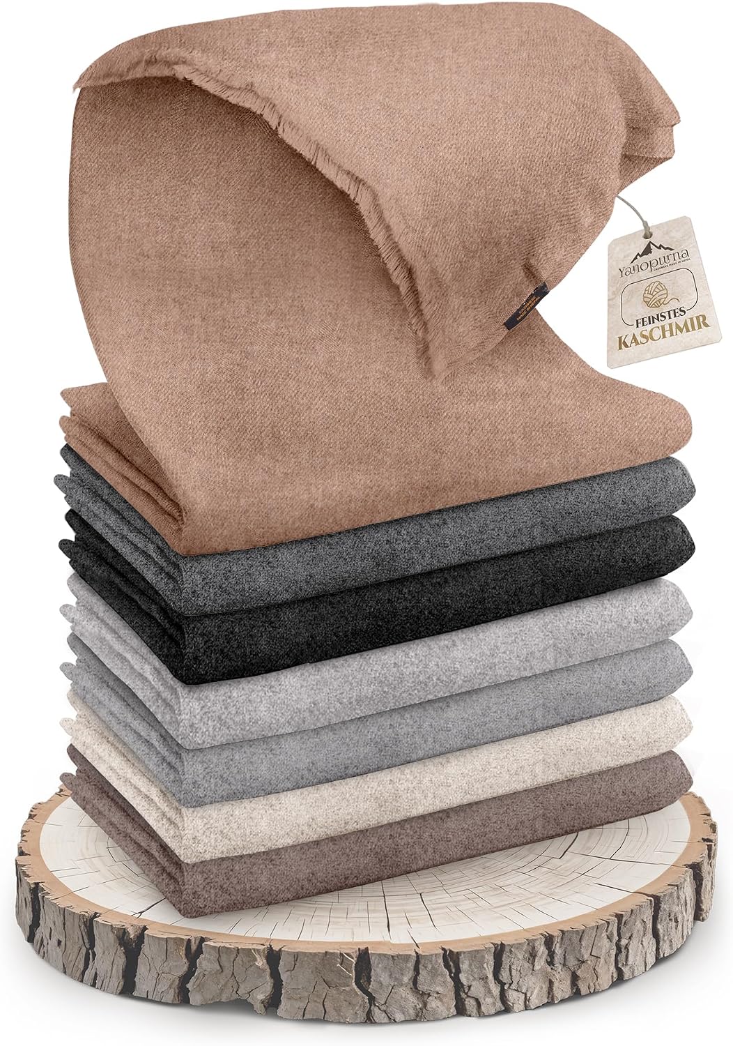 Coperta in cashmere marrone tinta unita