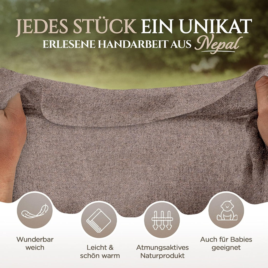 Coperta in cashmere tinta unita testa di moro
