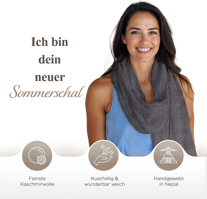 Sciarpa in cashmere tinta unita grigio scuro