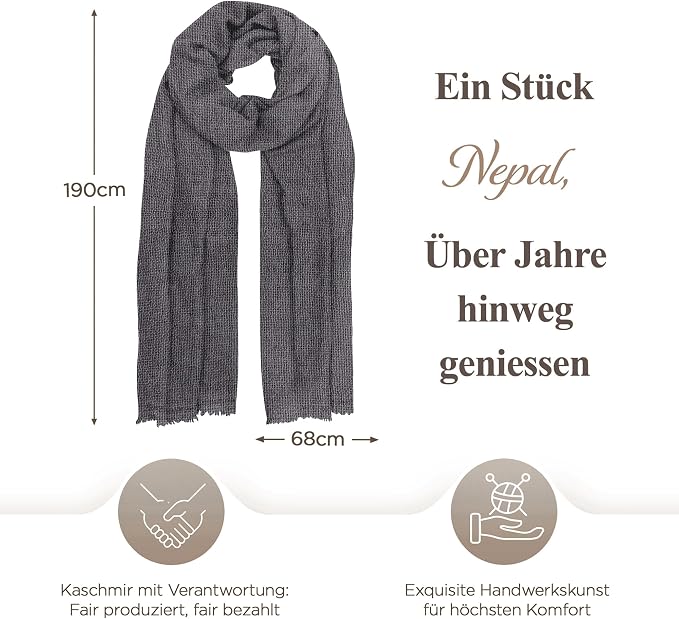 Sciarpa in cashmere tinta unita grigio scuro