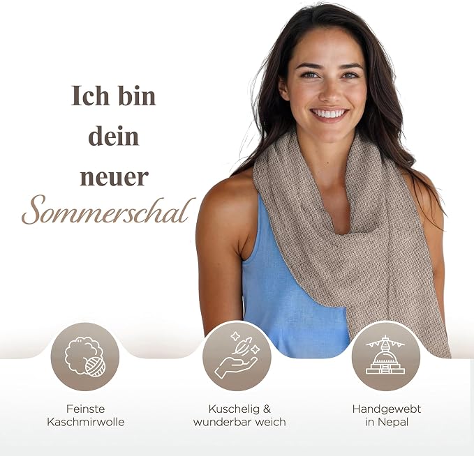 Sciarpa in cashmere tinta unita grigio chiaro