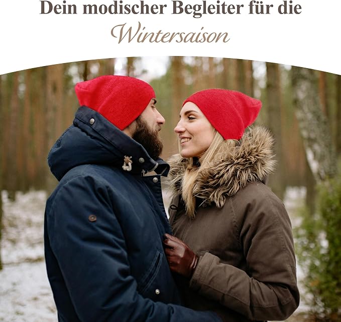 Cappello in cashmere berretto liscio rosso