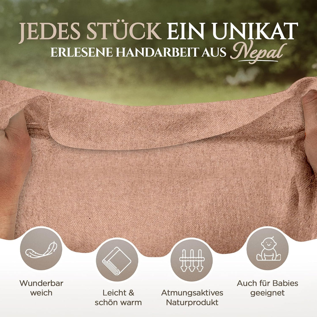 Coperta in cashmere marrone tinta unita