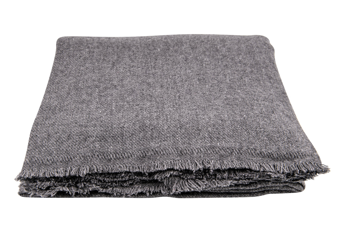 Coperta in cashmere tinta unita grigio scuro