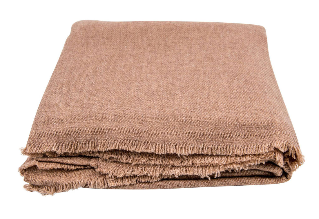 Coperta in cashmere marrone tinta unita