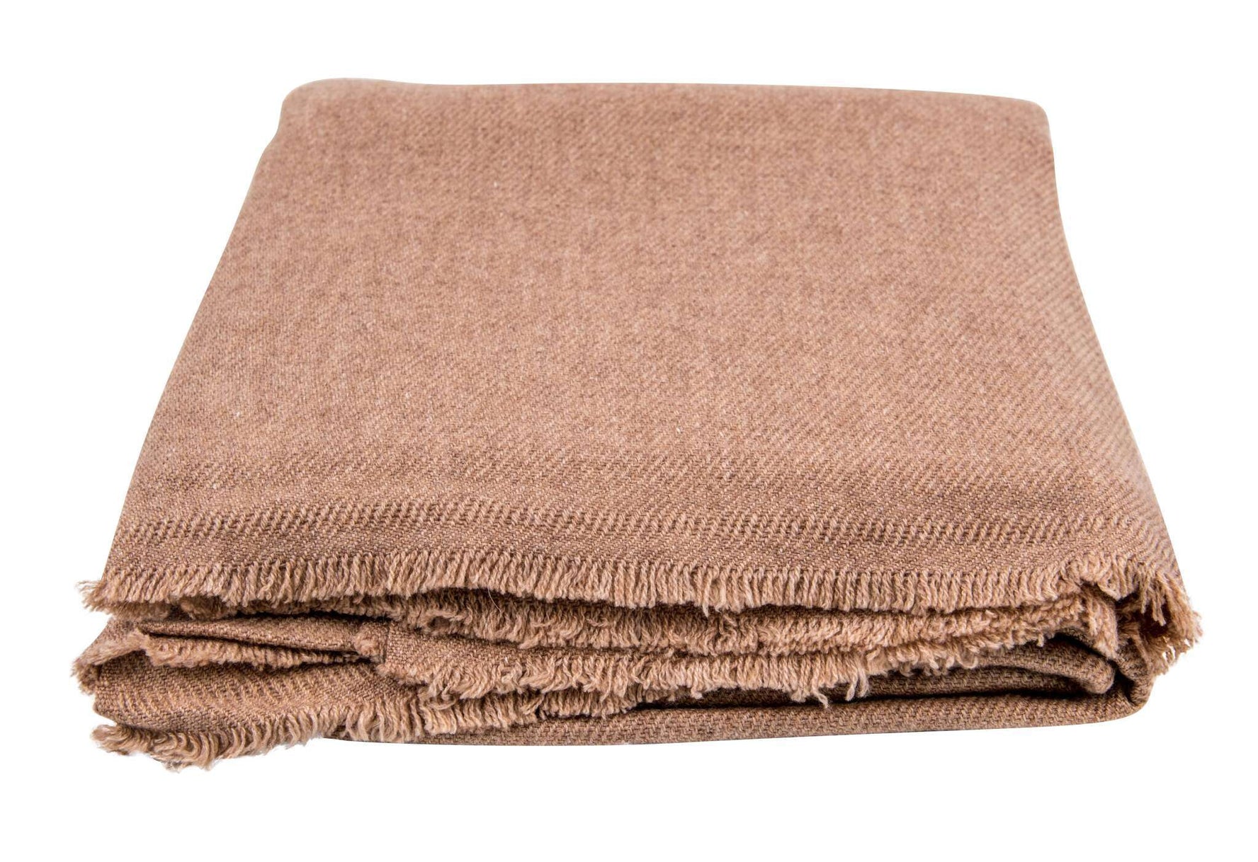 Coperta in cashmere marrone tinta unita