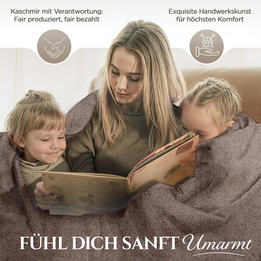 Coperta in cashmere tinta unita testa di moro