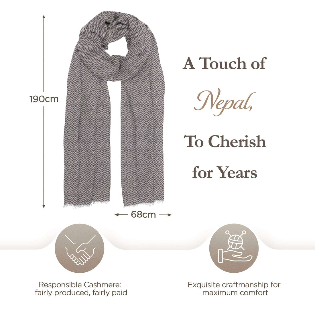 Sciarpa in cashmere grigio scuro con fantasia a quadri