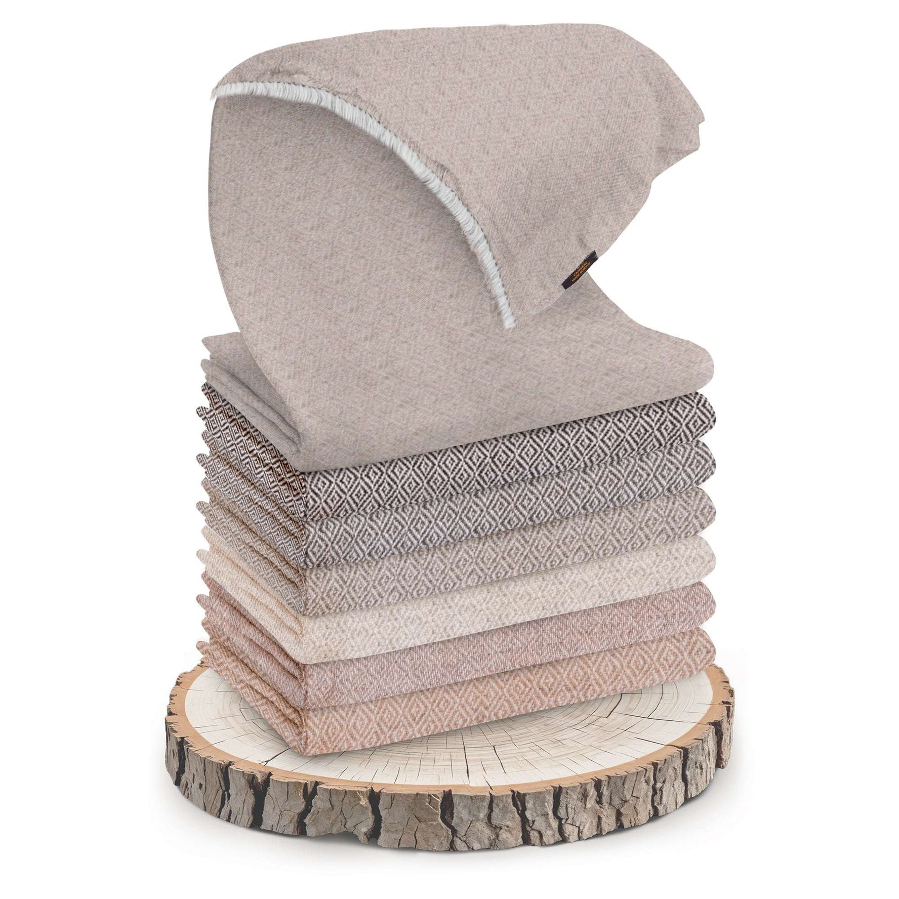 Sciarpa in cashmere bianco grigio con fantasia a quadri