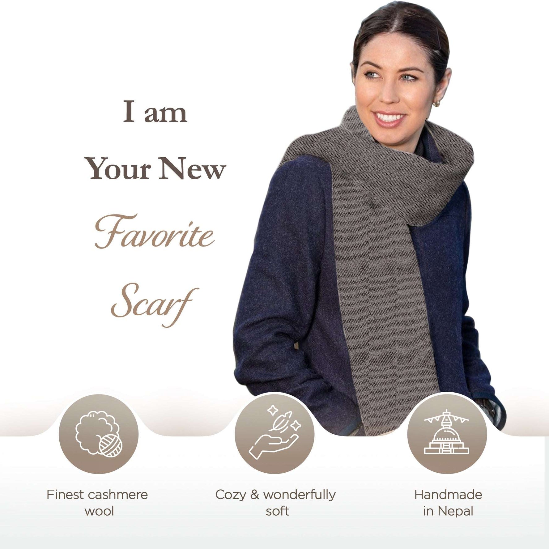 Sciarpa in cashmere nero grigio monocromatico