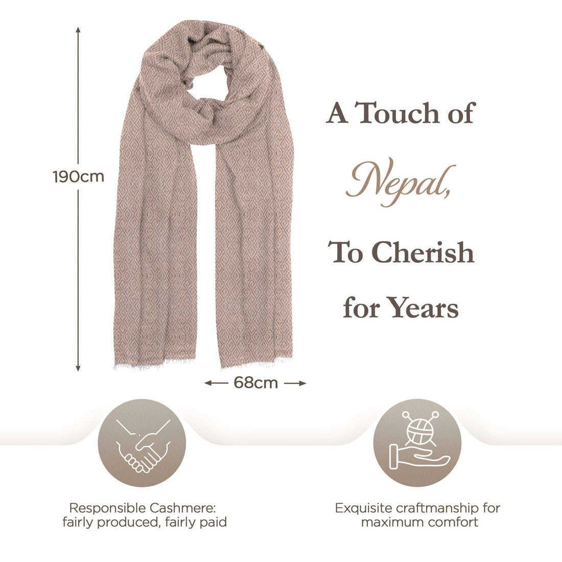 Sciarpa in cashmere marrone con fantasia a quadri