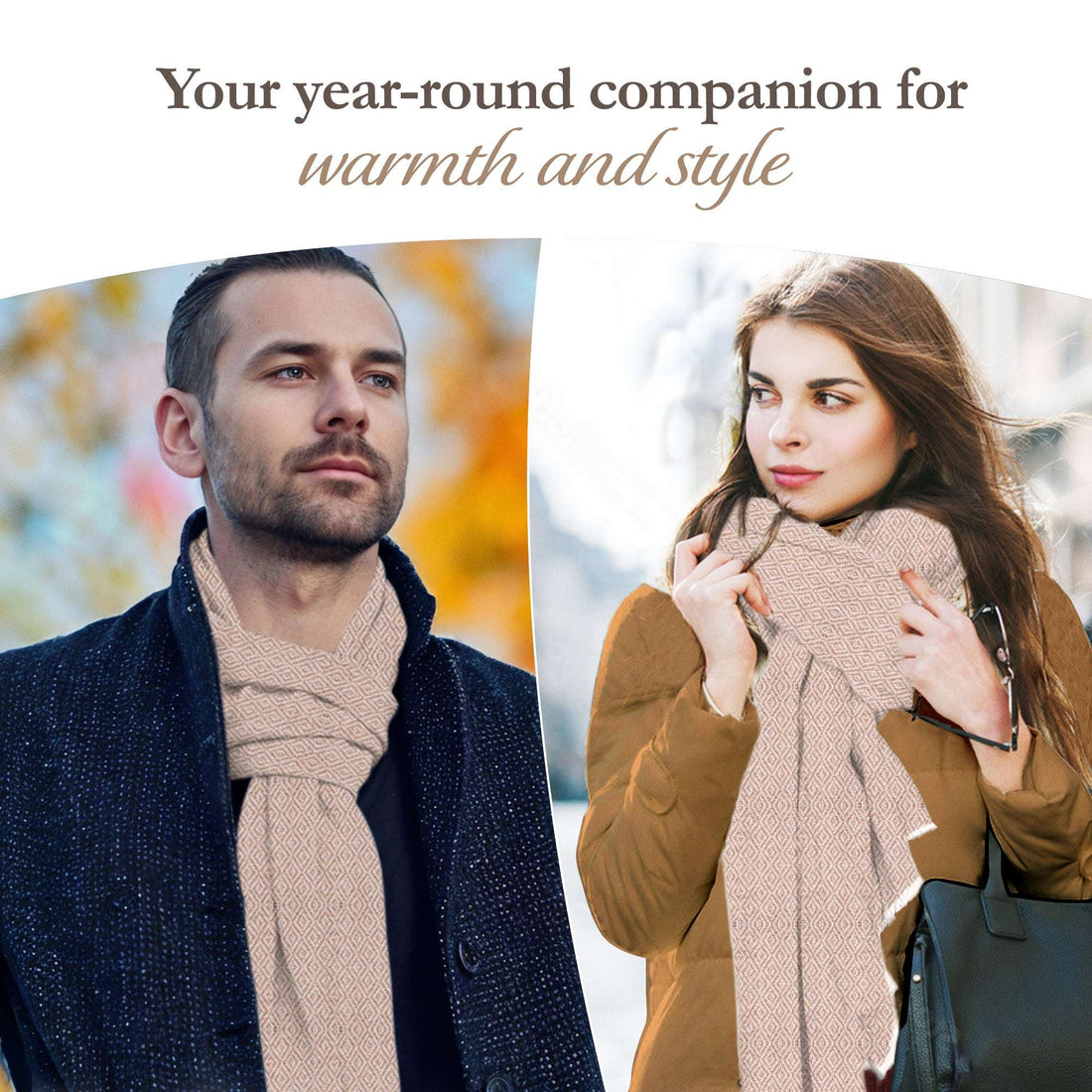 Sciarpa in cashmere marrone con fantasia a quadri