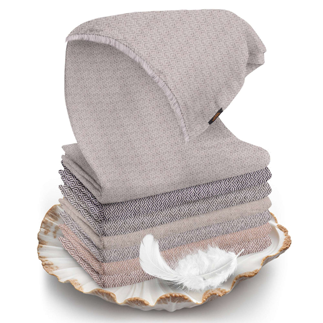 Sciarpa in cashmere grigio chiaro con fantasia a quadri