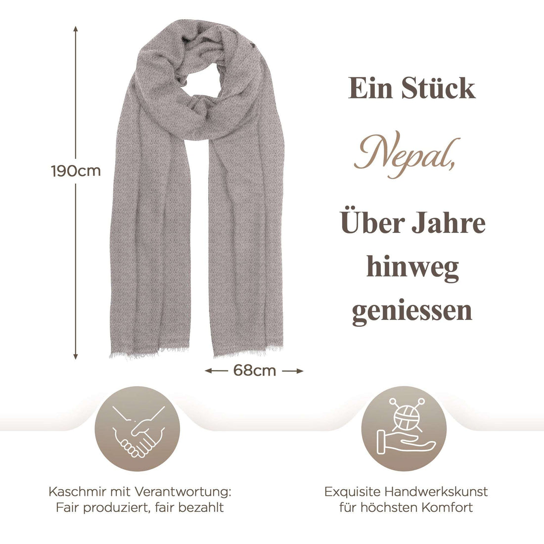 Sciarpa in cashmere grigio chiaro con fantasia a quadri