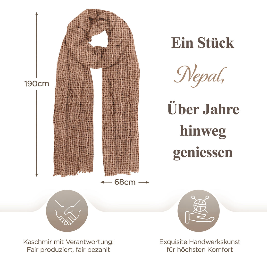 Kaschmirtuch braun einfarbig