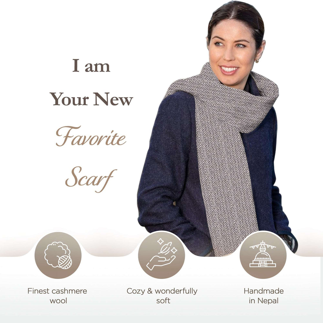 Sciarpa in cashmere nero grigio con fantasia a quadri