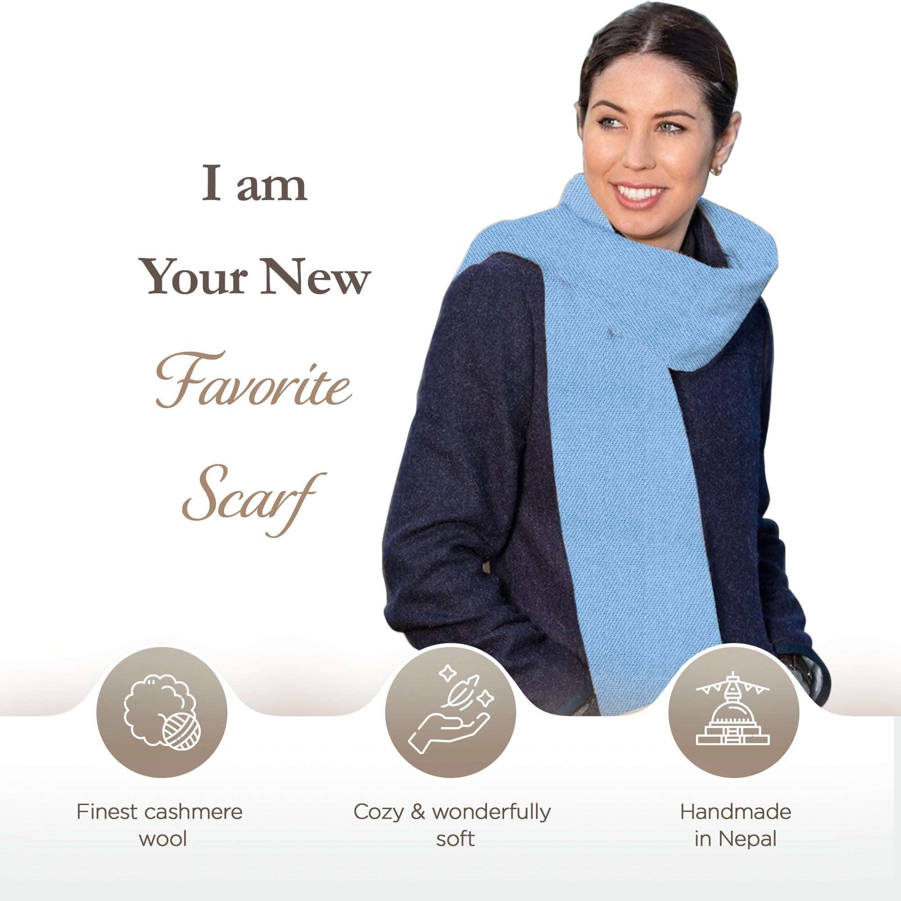Sciarpa in cashmere tinta unita grigio chiaro