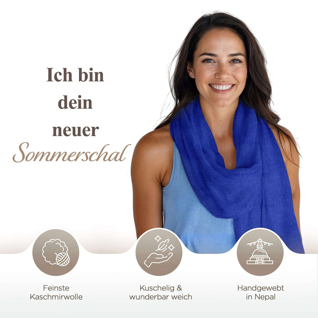 Sciarpa in cashmere tinta unita blu
