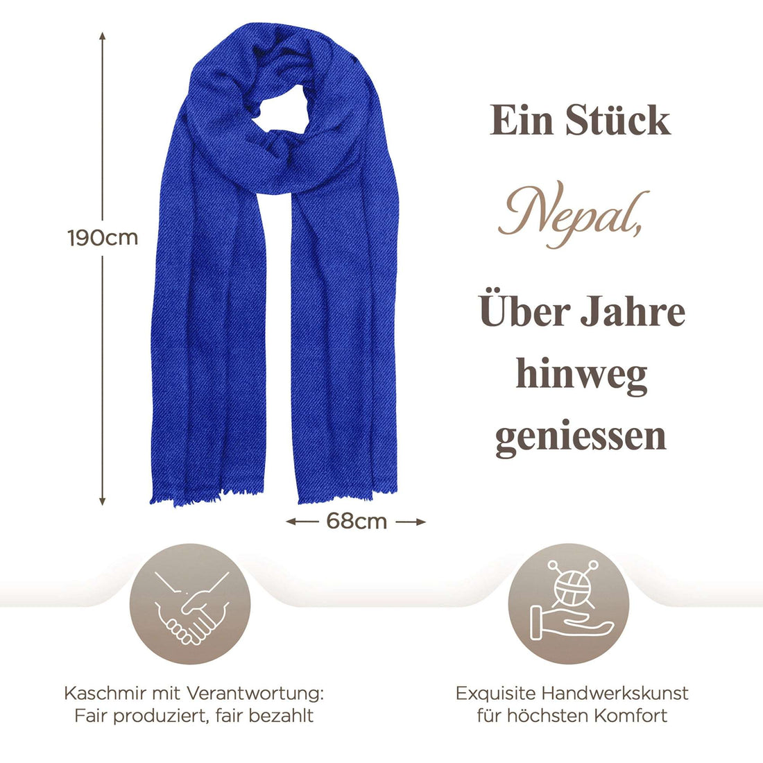 Sciarpa in cashmere tinta unita blu