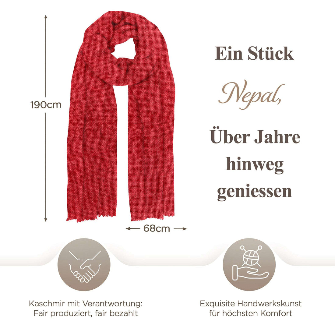 Sciarpa in cashmere tinta unita rossa