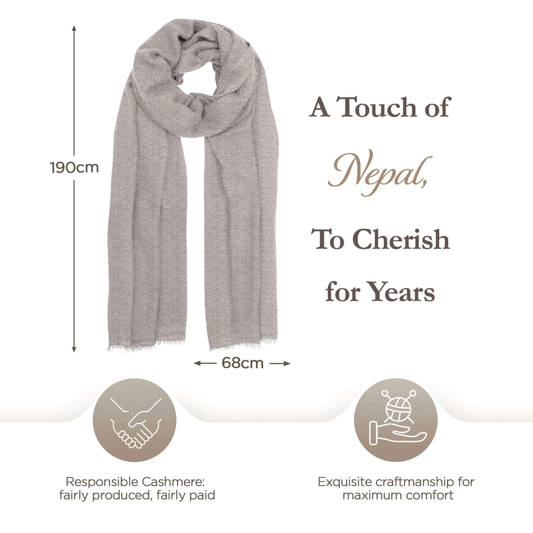 Sciarpa in cashmere grigio chiaro con fantasia a quadri