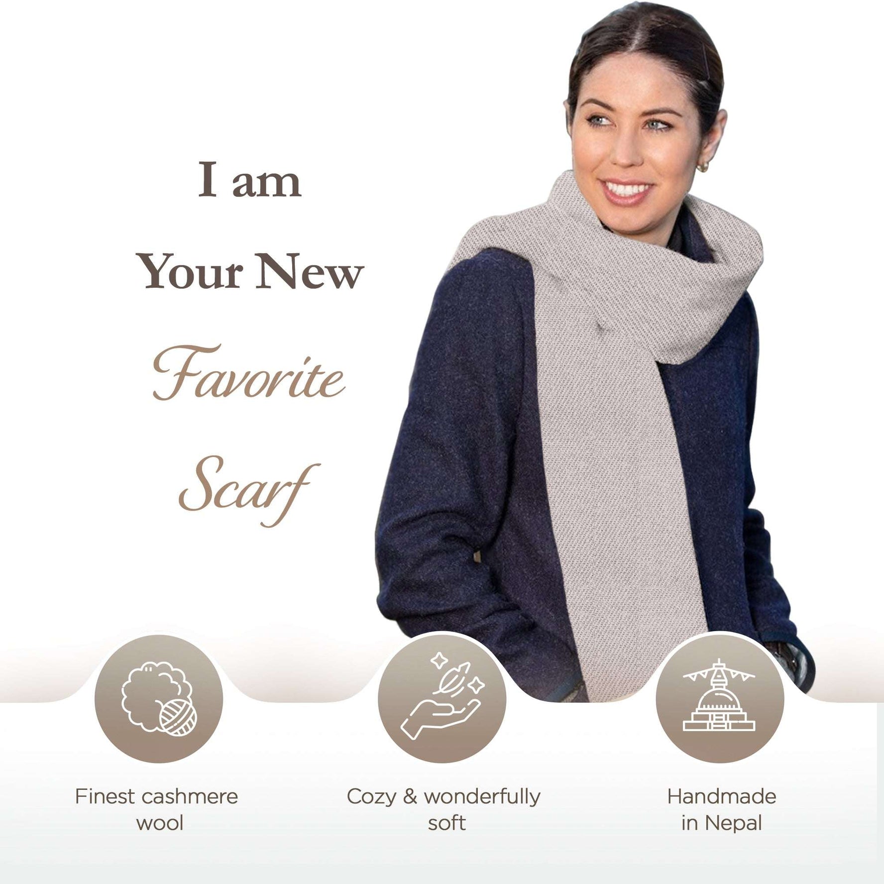 Sciarpa in cashmere bianco grigio tinta unita