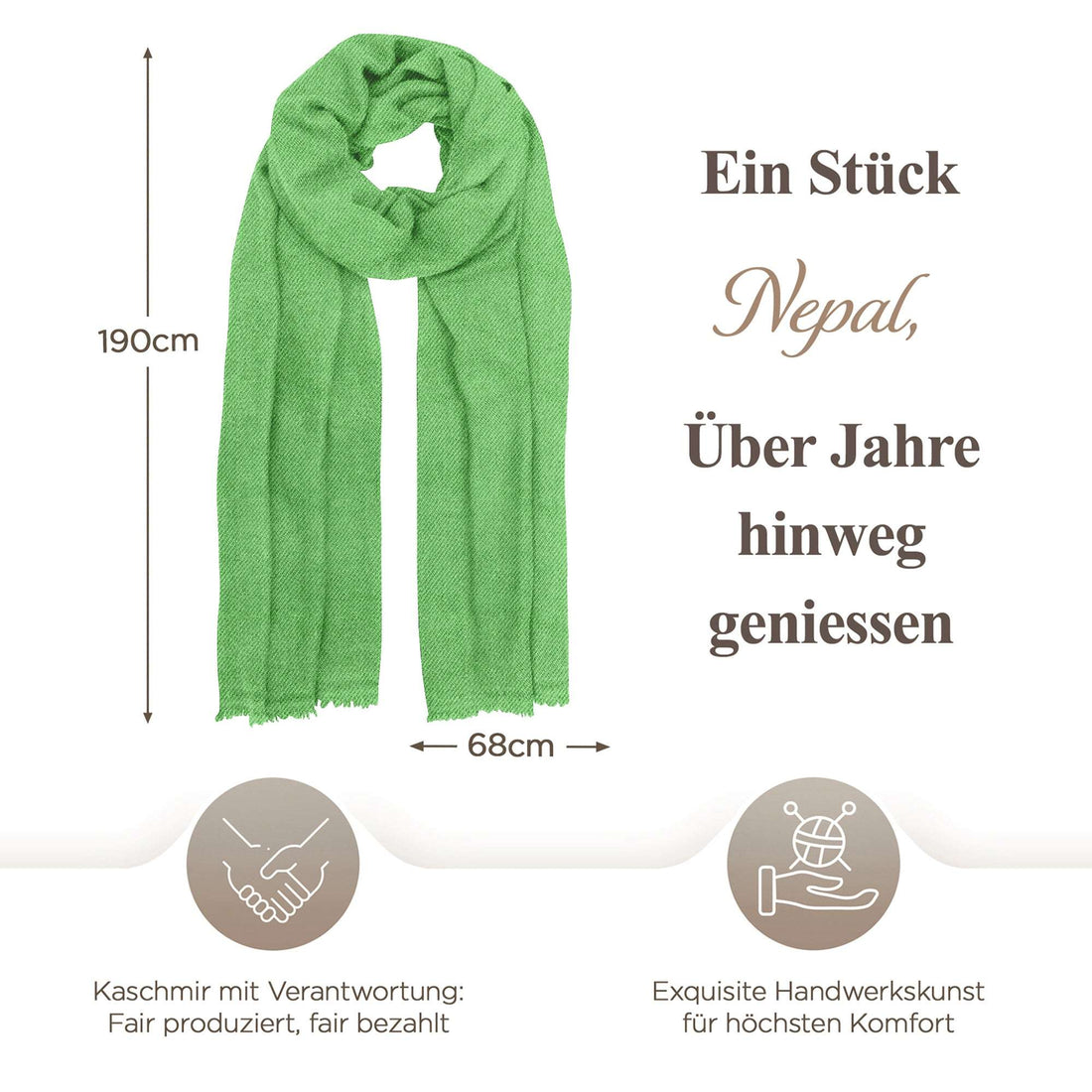 Sciarpa in cashmere verde tinta unita
