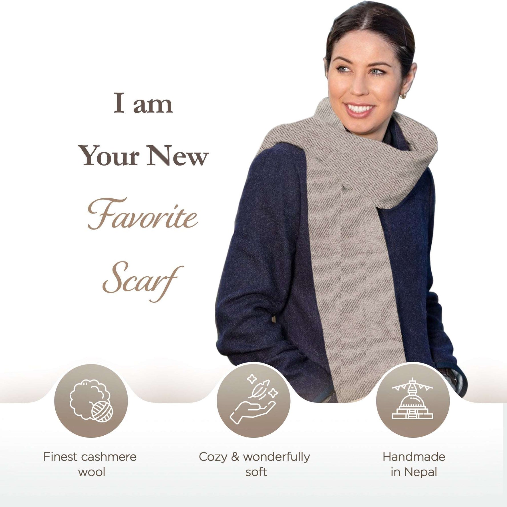 Sciarpa in cashmere tinta unita grigio chiaro