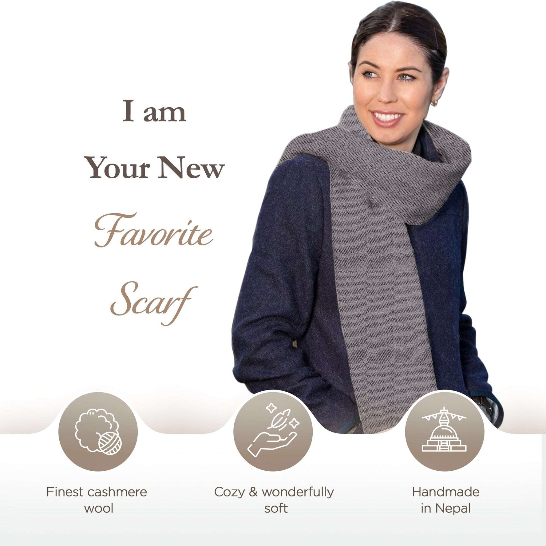 Sciarpa in cashmere tinta unita grigio scuro