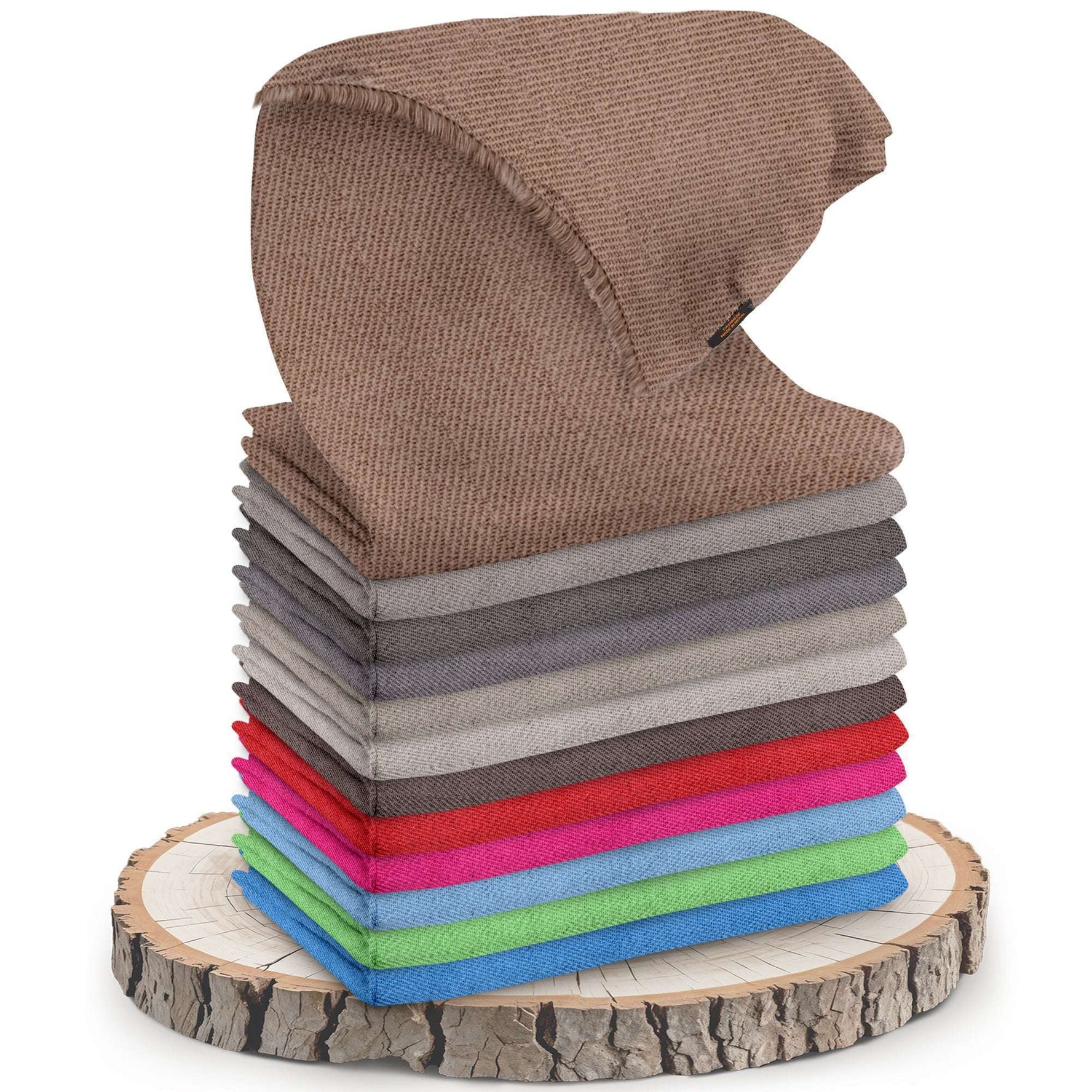 Sciarpa in cashmere marrone tinta unita