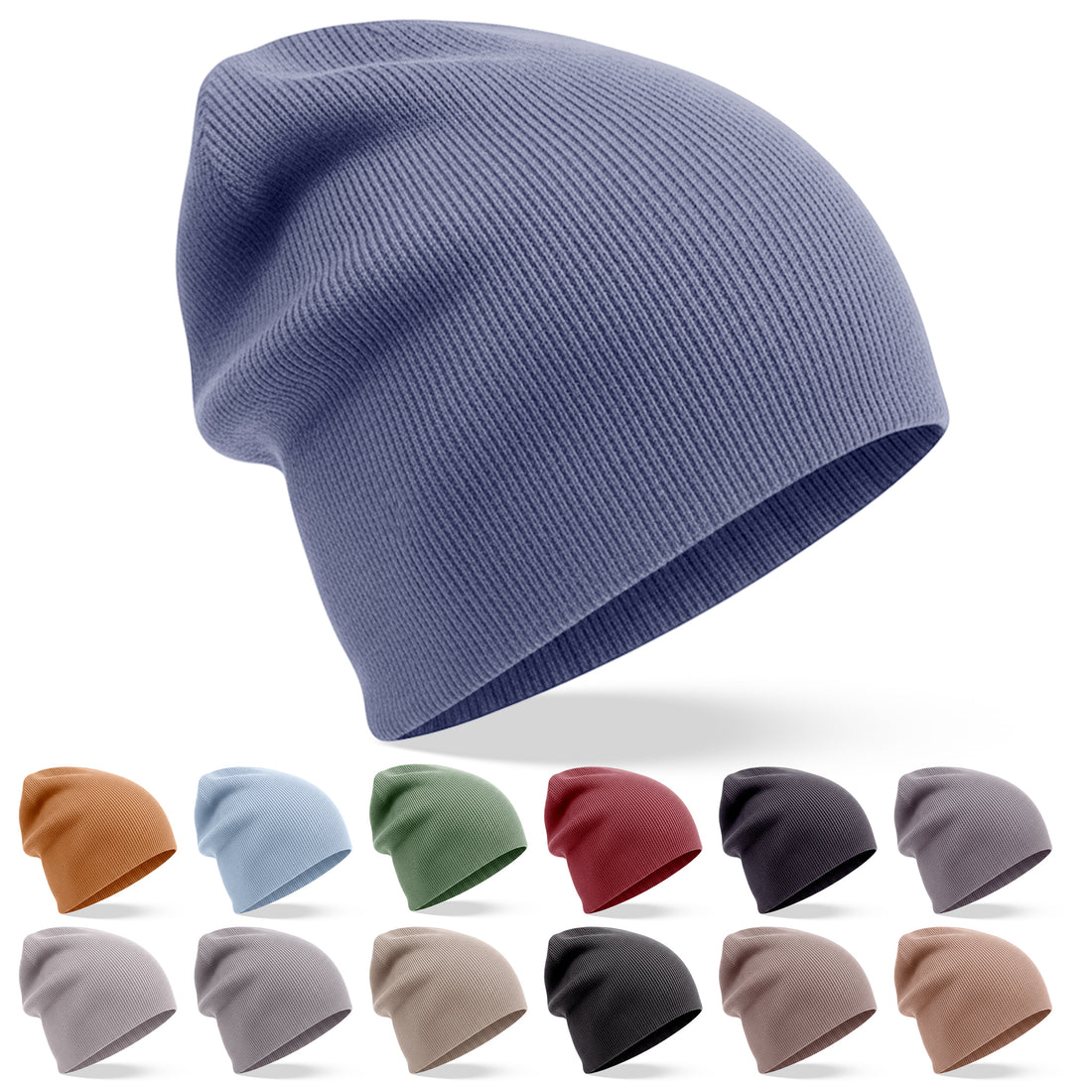 Kaschmirmütze Beanie leicht gerippt dunkelblau