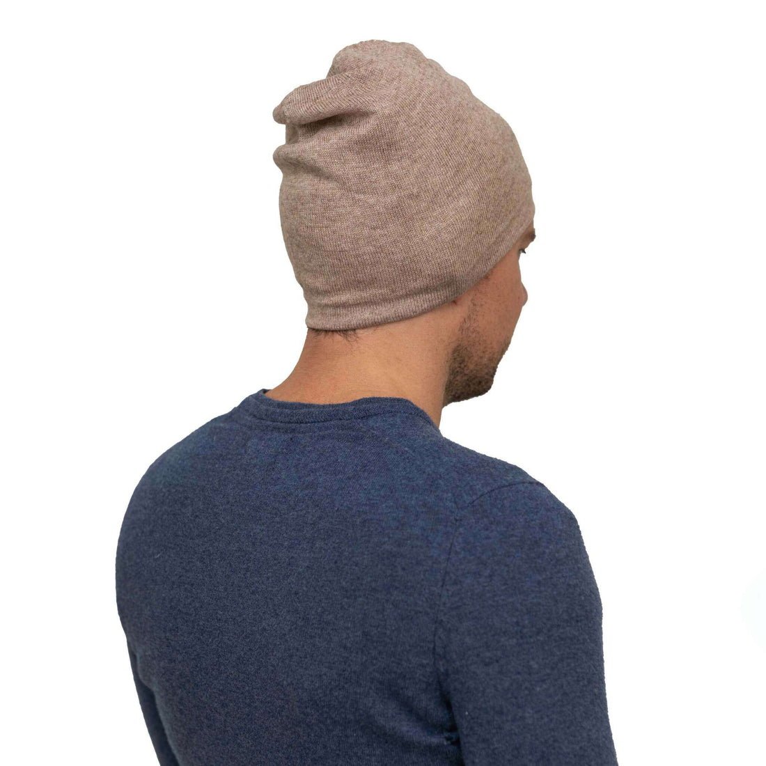 Cappello in cashmere berretto liscio cannella chiaro