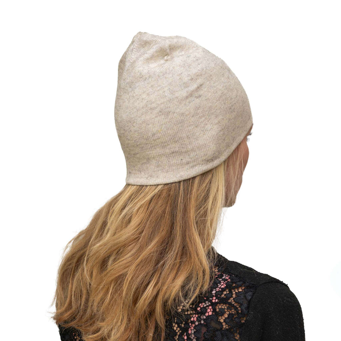Cappello in cashmere berretto liscio beige