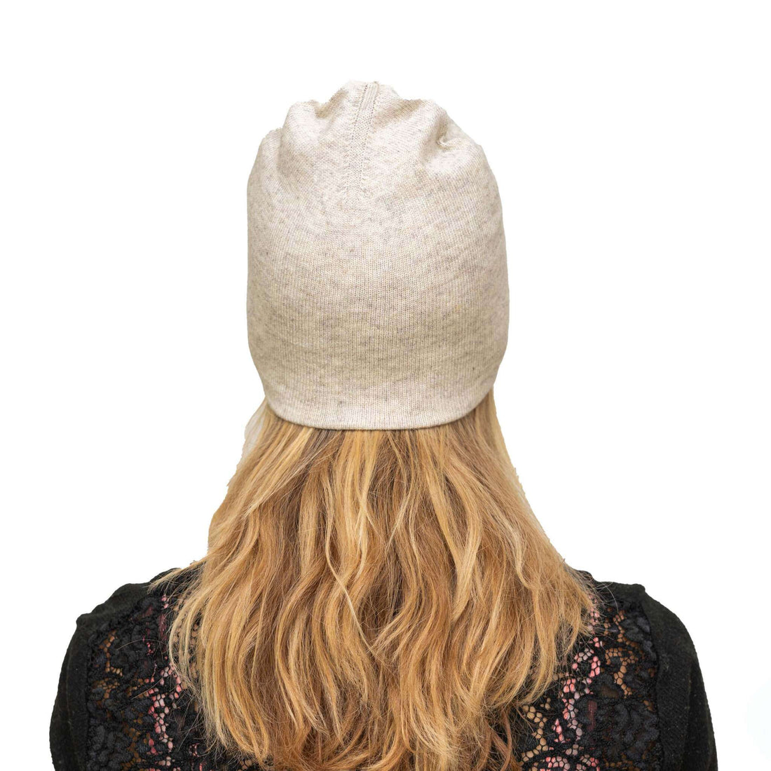 Cappello in cashmere berretto liscio beige