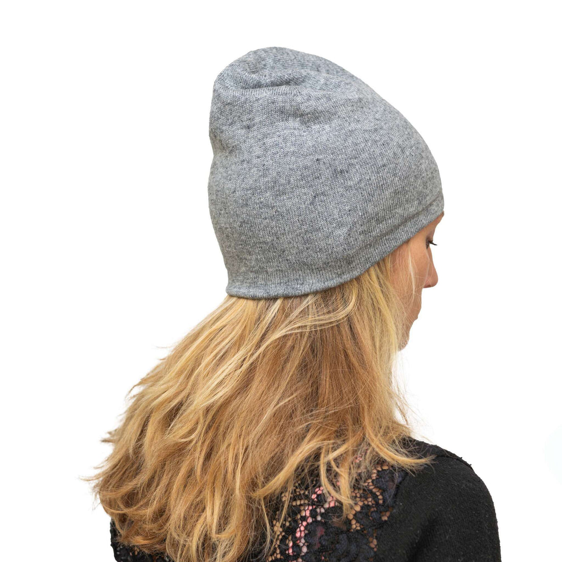 Cappello in cashmere berretto liscio grigio