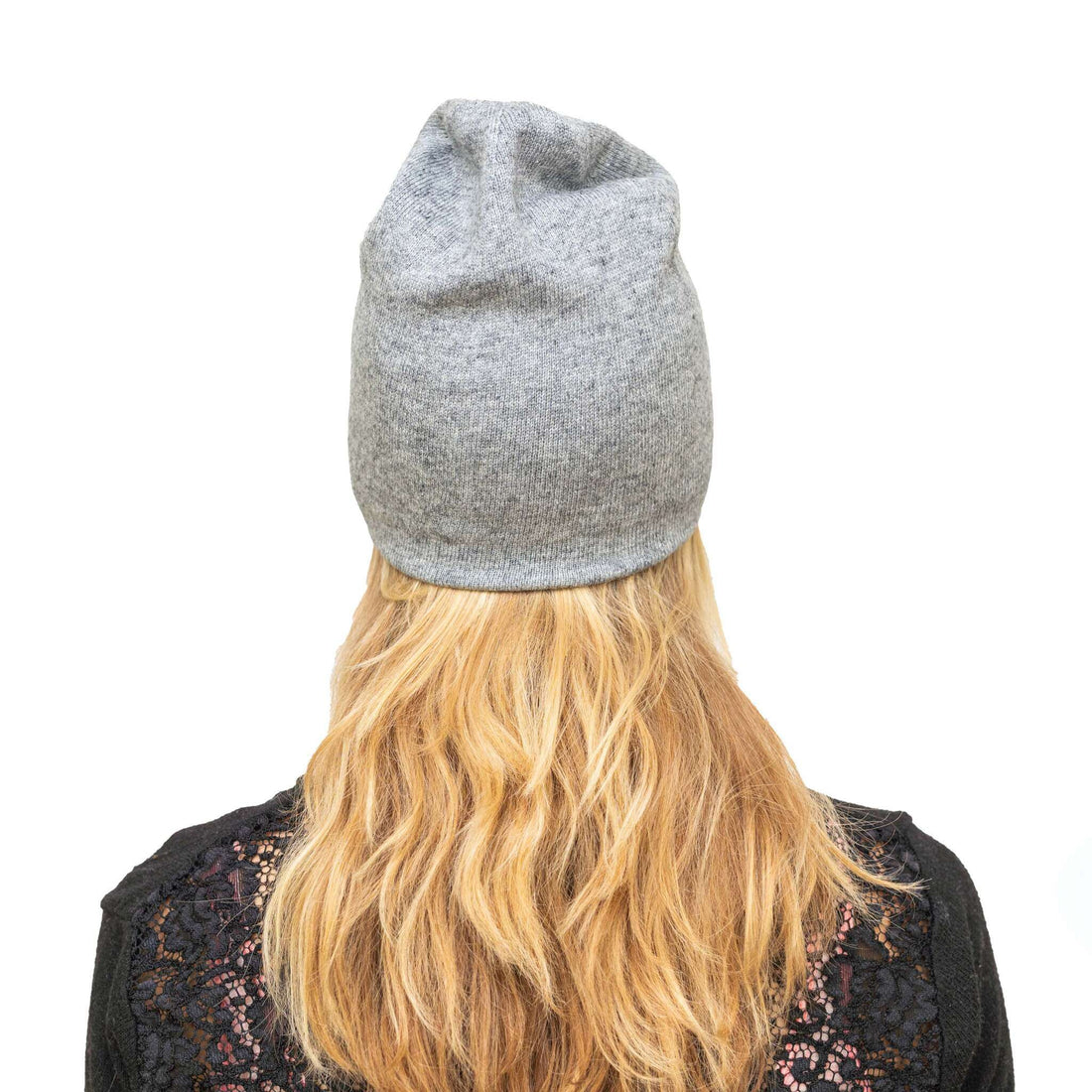 Cappello in cashmere berretto liscio grigio