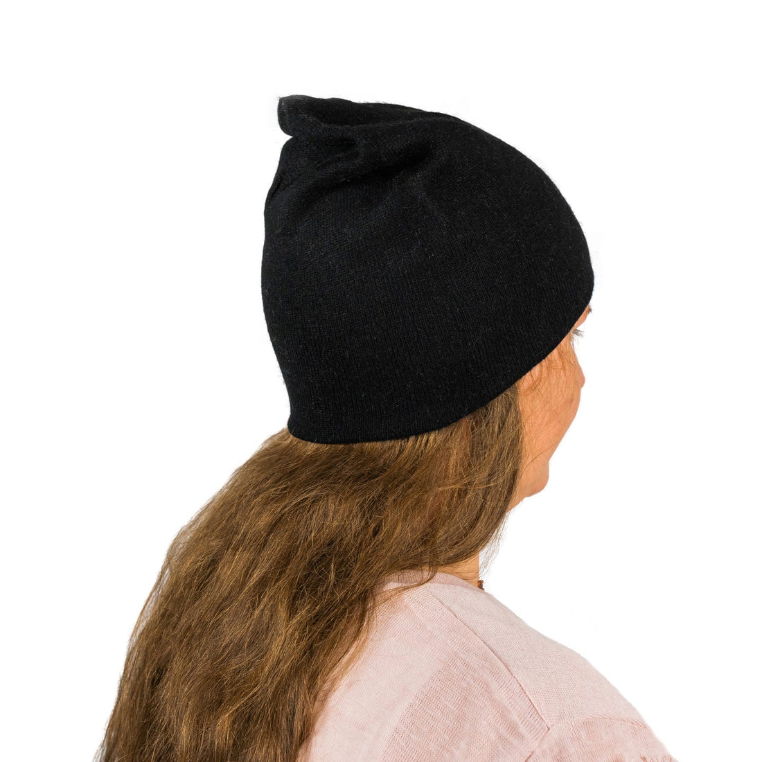 Cappello in cashmere berretto liscio nero