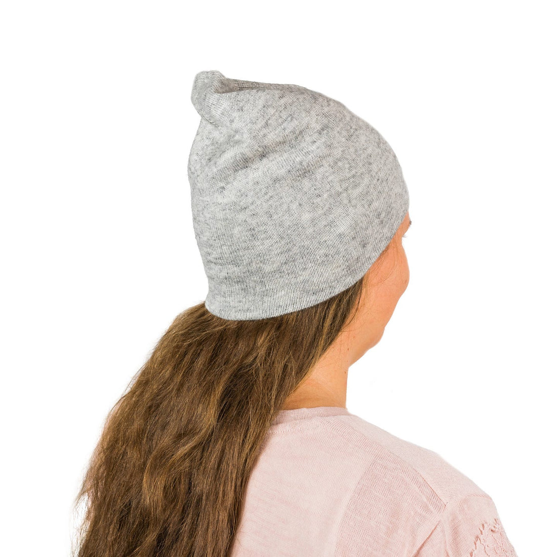 Cappello in cashmere berretto liscio bianco-grigio